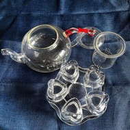 可保溫加熱 玻璃 泡茶組 下午茶組 愛心型 蠟燭茶壺 茶具加厚耐熱水晶玻璃暖茶器 茶壺加熱器 茶壺暖座