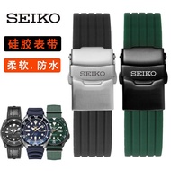 2024 High quality✕◙☑ 蔡-电子1 Seiko No. 5 watch strap rubber SEIKO No. 5 pilot water ghost silicone watch strap waterproof and sweatproof 20 22mm