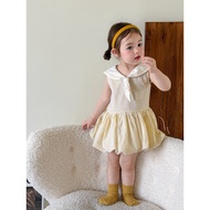 Available (Jianlin) Short-Sleeved Sailor Collar Plaid Dress for Girls Korean Style