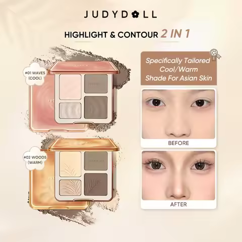Judydoll Contour Palette, 2 In 1 Face Highlight Contour Palette, Shades with Highlighter Makeup, Non