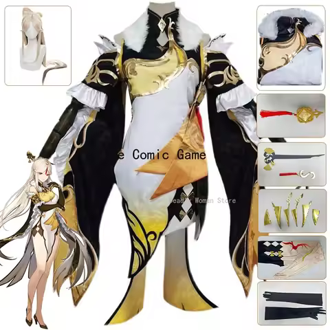 Ningguang Genshin Impact Cosplay Costume Wig Anime Game Ning Guang Cosplay Halloween Party Outfit fo