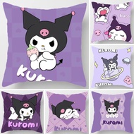 【Double-sided Printed 】Sanrio Kuromi pillow case Double-sided Printed Sarung bantal Polyester Cartoon Throw Pillow Cases Car Cushion Cover Sofa Home Decoration Square pillow