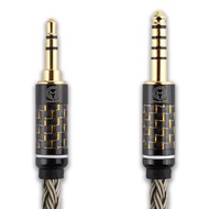 川木 鍍銀4.4平衡轉3.5音頻線【M189】16股編織音訊線 轉接線