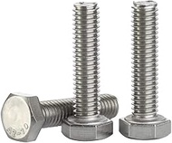 M6-1.00 x 30MM Hex Head Screw Bolt, Fully Threaded, Stainless Steel 18-8, Plain Finish, Quantity 50