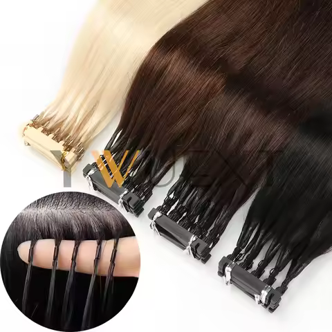 6D-2 Human Hair Extensions 5pin/pc 16-24 Inches Natural Straight Hair 6D Micro Link Hair 100-200g Cu