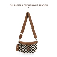 All-Match Earphone Bag Classic Waist Bag Ready Stock Bag with Chest Checkerboard Trendy One-Shoulder