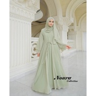 Noura~Gamis Abaya Polos Bahan Ceruty babydoll Mix Payet Full puring Busui Friendly Free Phasmina Gam