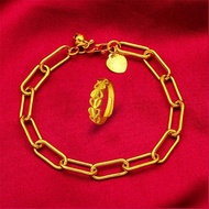 Emas 916 Lelong Gelang + Cincin Boleh Laras Emas Bracelet for Women Chain Bangle Jewellery