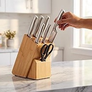 Knife Block Without Knives, Bamboo Kitchen Knife Holder, Kitchen Knife Holder for Kitchen Counter, w