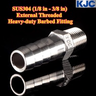 [KJC-HY] SUS304 (1/8 in - 3/8 in) External Threaded Heavy-duty Barbed Fitting 6mm-16mm G-thread Hose