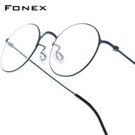 FONEX Titanium Gọng kính nam giới thiết kế thương hiệu Tròn Kiểu retro cổ điển Kính mắt phụ nữ 2025
