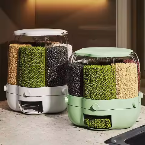 Rotating Insect-proof Cereal Dispenser Sealed Grain Organizer for Cereal Classification Large Food S