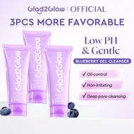 Glad2Glow Blueberry Ceramide Low Ph Gel Cleanser Facial Skincare (70ml) facial wash cleansing oil ac