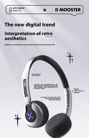 Dmooster D75 Headset Retro Portable Bluetooth Earphones Hifi High Fidelity Sound Quality Noise Reduc