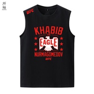 เสื้อกั๊กคอตตอนแท้แขนกุดสำหรับฝึกซ้อมมวยปล้ำ UFC สำหรับผู้ชายและผู้หญิง เสื้อผ้ากีฬาแบบสวมหัว ทรงหลว