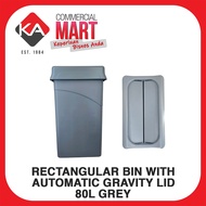 Rectangular Bin With Automatic Gravity Lid 80L Grey