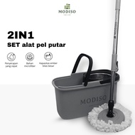 MODISO Spin Mop Floor Mop with Pedal & Stainless Steel Dryer System