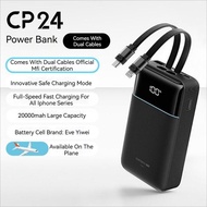 CUKTECH ตัวป้องกันพลังงาน CP24 2000MAh 40W Power Bank พร้อมสายเคเบิลคู่ชาร์จเร็วระบบรักษาความปลอดภัย