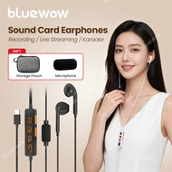 BlueWow H8 Sound Card Type-C Earphones | Live Streaming & Karaoke Headset | Built-in Mic Voice Chang