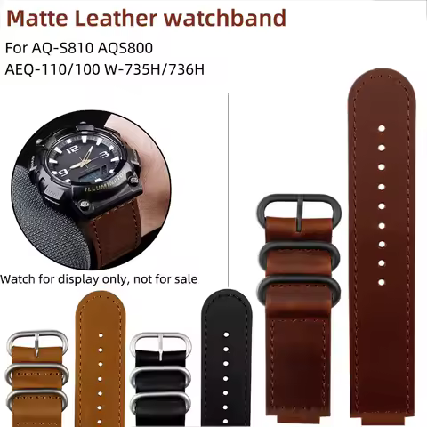 For Casio AEQ110W AQ-S810W W735H AEQ-110/100 W-735H/736H watch belt modified retro leather watch str