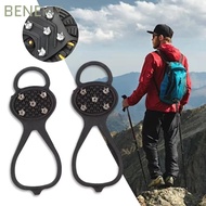 BENEKIY 1 Pair Shoes Crampons, Anti-Slip Universal Ice Gripper Spike,  Spike 5/8 Teeth Spike Grips C