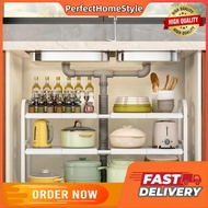 Rak Dapur Under Sink Expandable Kitchen Organizer Stainless Steel Almari Pinggan Kitchen Cabinet厨房