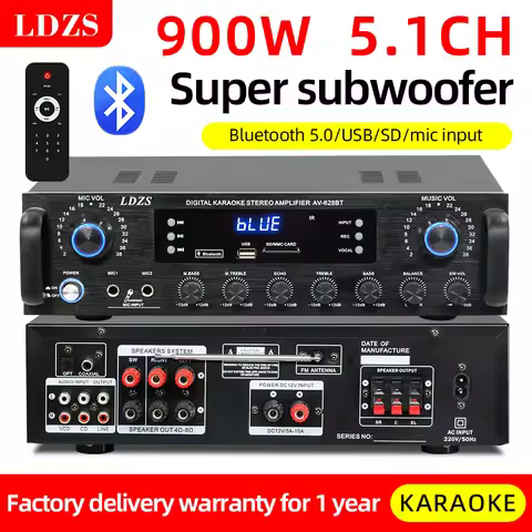 900W bluetooth Audio Power Amplifier HiFi Amp Speaker 12V/220V AV Amp Speaker Remote Control For Car