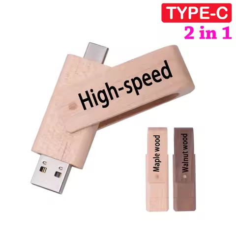 Wooden Pen Drive 64GB OTG 128GB Type C USB 2.0 Flash Drive 32GB External Memory Stick for Smart Phon