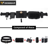 IDOGEAR Tactical Belt Set + Utility Pouch + Medical Pouch + Flash bang Pouch + 9mm 556 Mag Pouch Set