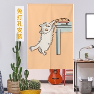 Door Curtain Restaurant Kitchen Bathroom Cotton Linen Fabric Toilet Curtain Japanese Style Partition