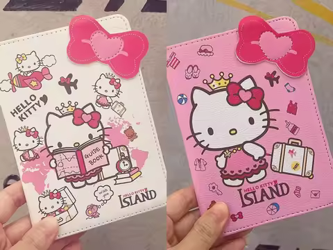 Sanrio Hello Kitty Cute Passport Bag Passport Clip ID Bag Protective Cover Multifunctional Card Bag 