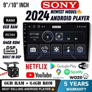 [6GB RAM+64GB ROM]QLED SONY Style Android Player 9"10 inch Quad Core Car Multimedia MP5 Player Wifi