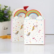 unicorn party favor box with rainbow handle