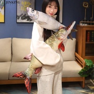 JINKING Simulation Fish Plush Pillow, Perch Grouper Cartoon Fish Plush Toy, Funny Stuffed Lovely PP 