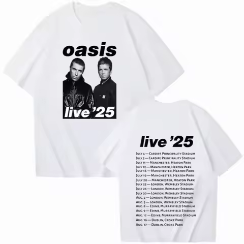 Oasis Live 25 Tour T-Shirts Women Summer Casual O-Neck Short Sleeve Tees Fans Gift Boys Clothes Girl