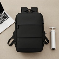Compact 16L Vacuum-Sealed Backpack with Manual Pump, Unisex Laptop Travel Bag, Shoe-Compartment Stor