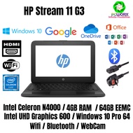 HP Stream 11 G3- 11.6" Int el Celeron - 4GB RAM - 64GB Solid State Drive - Win 10 (Refurbished)
