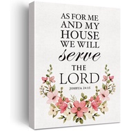 Christian Canvas Wall Art Motivational Joshua 24:15 As for Me and My House Canvas Print Scripture Bi