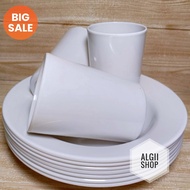 6PCS MELAMINE PLATEjuragan PACKAGE CONTAINING 3 23CM DINNER PLATES 3 GLASS 350ML THICK AND RESISTANT