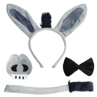 Donkey Costume Accessory Set- Donkey Ears Headband Tail Nose and BowTie, Animal Props Halloween Cosp