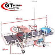 New Arrival💥 8 Function Double Crank Hospital Nursing Wheelchair Bed Table Infusion Stand Commode Tilam Katil