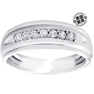 pompeii3Mens 1/4ct White Gold 7 Stone Diamond Ring 10k Polis