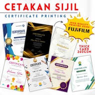 Cetakan sijil penyertaan penghargaan pencapaian graduasi kad tebal certificate printing award gradua