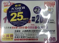 香港1年25GB上網卡加1000分鐘通話