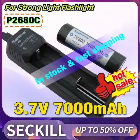 New 26800 3.7V 7000mAh Protected Li-ion Rechargeable Battery P2680C for Strong Light Flashlight A-gr