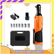 【W】200Nm High-Torque 90° Cordless Ratchet Wrench Set 3/8'' Angle Wrench with 12V Batteries EU Plug