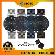 [Original & Warranty] Coach Charles Stainless Steel Silver Grey Black Navyblue Men Watch Mesh Strap 