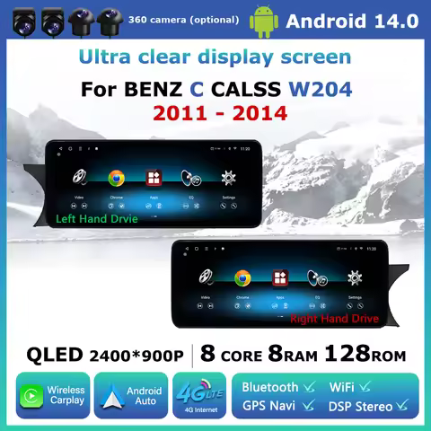 QLED 2400*900P Display for Mercedes BENZ C CALSS W204 2011 - 2014 Android Car Multimedia Radio Playe