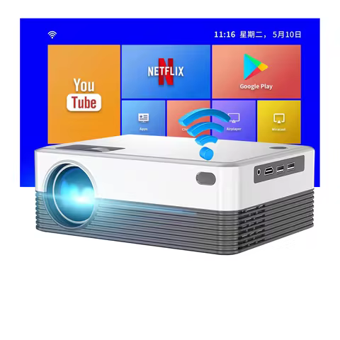 Mini Portable Projector with Wifi and Bluetooth, Native 1080P Full HD Smart Projector , 300 ANSI, Co