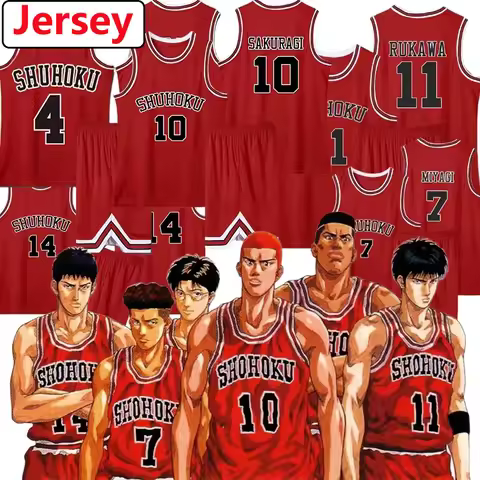 Sakuragi Hanamichi Cosplay Jersey Anime Kaede Rukawa Jersey Shohoku School Basketball Team Uniform R